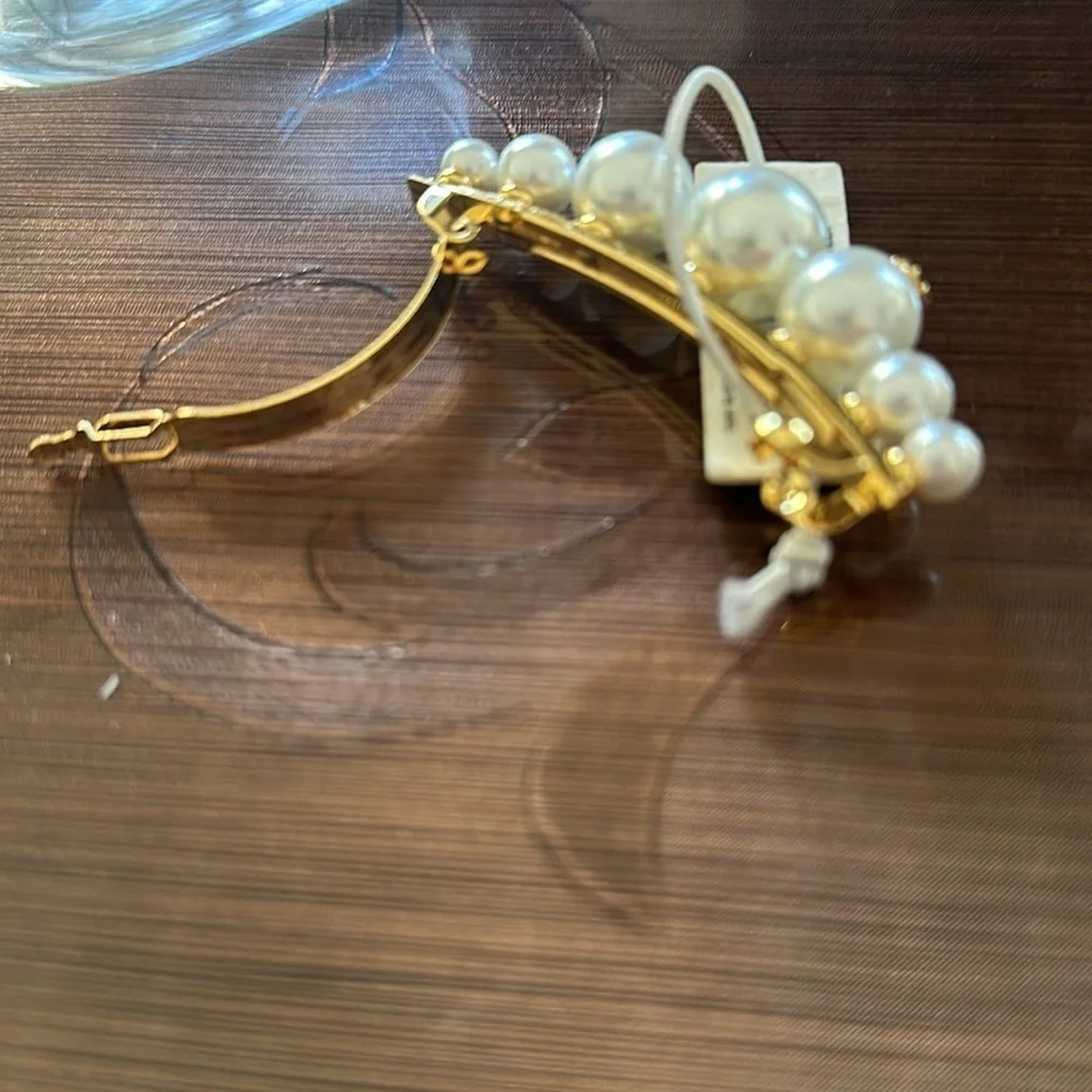 Tory Burch  gold /white ball hairpins